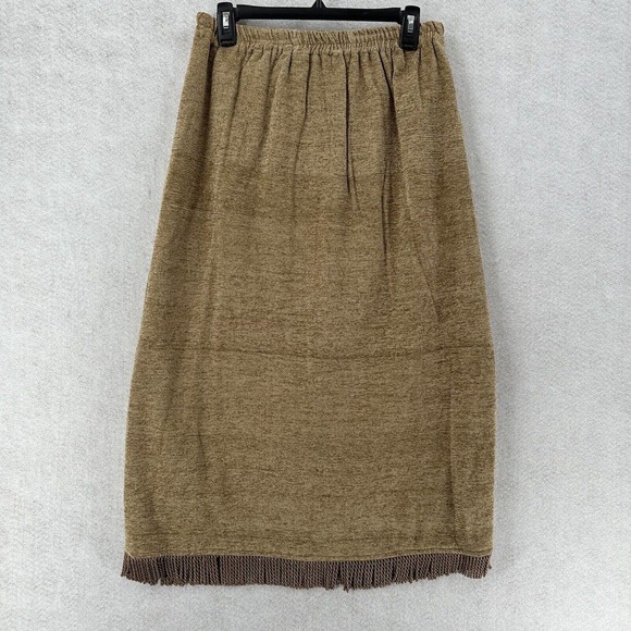 NEW Indigo Moon Maxi Skirt MEDIUM Gold Heather‎ Chenille Boho Fringe Hem Lined - Picture 2 of 12